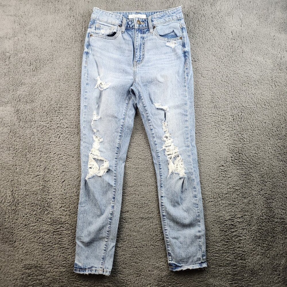Eunina Super High Rise Skinny Ankle Light Wash Stretch Mom Jeans Women’s Size 1